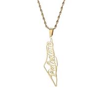 Cernomal Colliers avec Pendentif Carte De Palestine - Breloques Géométriques De Drapeau De Mode, Lettres Patriotiques Évidées, Chaîne De Clavicule, pour Femmes Et Hommes, Cadeau D'A