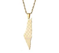 Cernomal Colliers avec Pendentif Carte du Drapeau De La Palestine - Hommes Femmes Motif Sergé Charme Ethnique Hip Hop Pays Cravates Ras du Cou, Bijoux Cadeaux Chaîne De Clavicule Chaîn