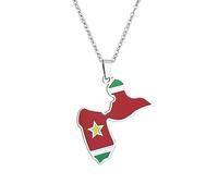 Cernomal France Guadeloupe Carte Collier - Couple Style Émail Charme Pendentif Chaîne De Clavicule pour Hommes Femmes Halloween Cadeaux Bijoux Accessoires, Blanc, Long: 50 Cm