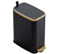 CEROELDA Petite poubelle de salle de bain avec couvercle à fermeture douce - 5 l - Poubelle fine en métal - Poubelle rectangulaire étroite pour bureau, chambre, toilettes, salon - Noir