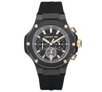 Cerruti 1881 CIWGQ2224302 Lucardo Montre chronographe en silicone noir et or rose, Noir , Sangle