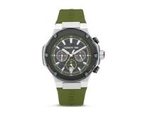 Cerruti 1881 Lucardo Montre analogique ronde en silicone pour homme 44 mm, Vert, Moderne