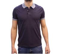 Cerruti 1881 Polo manches courtes col gris Santerno Bleu Marine Homme M