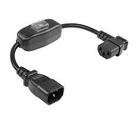 CERRXIAN 1FT Angle gauche IEC 320 C13 vers C14 avec interrupteur marche/arrêt PDU UPS Câble d'alimentation,10A125VAC C14 mâle vers C13 femelle Standard Computer Power Cordon d'extension pour moniteurs