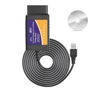 CERRXIAN Adaptateur USB OBD2 Adaptateur de Scanner OBD2 vers USB Câble de Diagnostic OBDII, Scanner, Lecteur de Code, Outil de Balayage Professionnel pour Voiture, avec CD-ROM,1.5M/ 5 Pieds