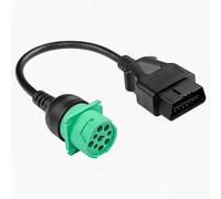 CERRXIAN Câble Adaptateur OBD2 vers J1939 Vert de Type 2, 30 cm, 30 cm, Adaptateur OBDII 16 Broches mâle vers 9 Broches J1939 Femelle