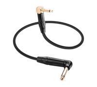 CERRXIAN Câble audio TS mono coudé 3,5 mm vers fiche TS mono coudée 6,35 mm - Câble de 0,3 m avec aspect cuir - Câble patch mono TS court pour guitare électrique, table de mixage, amplificateur et