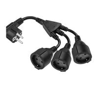 CERRXIAN Câble d'alimentation répartiteur en Y EU Europe Schuko UPS PDU Y, IEC 320 CEE 7/7 mâle vers 3X CEE 7/3 Europe Schuko Femelle câble d'extension Adaptateur 1 Pied (Black)