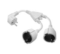 CERRXIAN Câble d'alimentation répartiteur en Y Schuko UPS PDU Y de 0,3 m, IEC 320 CEE 7/7 mâle vers 2 x CEE 7/3 Europe Schuko Femelle, câble d'extension Adaptateur de Prise (White-L)
