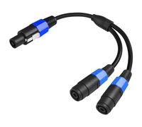 CERRXIAN Câble répartiteur Speakon 1 mâle vers 2 femelles Câble répartiteur en Y pour haut-parleur DJ/PA Cordon en cuivre avec verrou tournant 1,5 pi