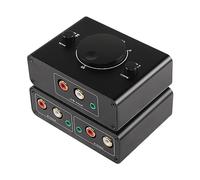 CERRXIAN Commutateur Audio stéréo bidirectionnel 2 Voies RCA 3,5 mm, 2 entrées 1 Sortie/1 entrée 2 Sorties, boîtier de Commutation répartiteur Audio, Bouton de sourdine à Une Touche pour écouteurs