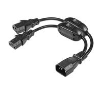 CERRXIAN Cordon d'alimentation Court Robuste C14 vers 2 x C13 avec Interrupteur Marche/arrêt, 10 A 125 V AC C14 mâle vers 2 C13 Femelles, rallonge d'alimentation Standard pour Double Interrupteur