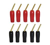 CERRXIAN Lot de 10 Connecteurs pour Enceintes, Adaptateurs de Câble de Haut-Parleur Plaqué Or 2 mm (Noir et Rouge)