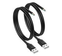 CERRXIAN Lot de 2 câbles courts USB A mâles à 4 broches - 90 degrés - USB 2.0 mâle vers câble nu - Extrémité ouverte - 0,5 m