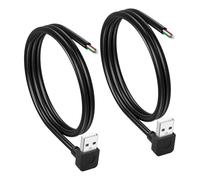 CERRXIAN Lot de 2 câbles courts USB A mâles à 4 broches - 90 degrés - USB 2.0 mâle vers câble nu - Extrémité ouverte - Pour réparation de données et d'alimentation - 0,5 m