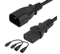 CERRXIAN Lot de 2 câbles d'extension d'alimentation C14 vers C13, 18 AWG 10 A 250 V IEC 320 C13 vers C14 pour écran d'ordinateur PDU Rallonge d'alimentation 0,3 m/11,8 Pouces