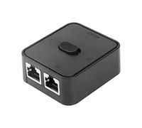 CERRXIAN Network LAN Switch 2 Ports, RJ45 Network Key-Press Switch Splitter Selector Box, 100M 2 in 1 Out ou 1 in 2 Out, 2 Port Network Hub Black