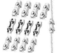 cersaty® 12 Pcs M4 Duplex clips câble 304 inoxydable serre cable acier pour Cordes à Linge en Câble Métallique Voiles de Soleil Suspendues Patio Fixe
