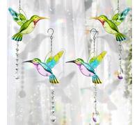 cersaty 4 Pcs Attrape Soleil Colibri, 41×18cm Suncatcher avec 4 Crochets pour Fenêtre, Jardin, Chambre à Coucher, Décoration de Mariage Attrape Soleil