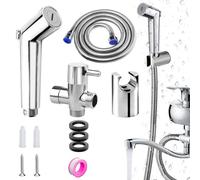 cersaty Lot de 4 douchettes de bidet, en argent, avec 1 bande d'étanchéité filetée, pour animaux de compagnie, douche, salle de bain, toilettes