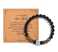 CERSLIMO Cadeau pour nouveau papa - Bracelet en pierre naturelle pour papa, nouveau père, cadeau pour la première fois pour mari, papa futur avec breloque empreintes de pieds de bébé, cadeau