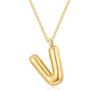 CERSLIMO Collier avec initiale pour femmes et filles, collier pendentif alphabet à bulles dorées avec chaîne, 45 cm, titane hypoallergénique, lettre initiale ABC à XYZ, cadeau de bijoux initial, Acier