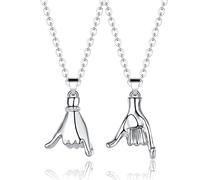 CERSLIMO Lot de 2 colliers magnétiques assortis pour couple - Cadeau pour petit ami, petite amie, cadeau romantique - Pendentif lune et fils en argent - Cadeau pour elle et lui, 1.4cm*2cm, Métal