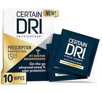 Certain Dri Lot de 10 lingettes anti-transpirantes pour transpiration excessive et hyperhidrose, force clinique 72H, protection contre les odeurs et la transpiration, adaptées aux voyages