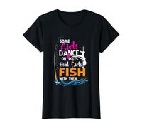 Certaines Filles Dansent sur des bâtons de Vraies Filles pêchent avec Elles T-Shirt Graphique avec Valeur, Femme, Noir, M