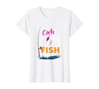 Certaines Filles Dansent sur des bâtons de Vraies Filles pêchent avec Elles T-Shirt Graphique avec Valeur, Femme, Blanc, L