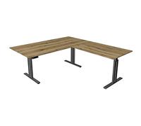 Certeo Move.3 Bureau d'angle électrique réglable en hauteur - Armature anthracite - H x l x P 720-1200 x 2000 x 1000 mm - Chêne - Table assise et debout - Table de bureau