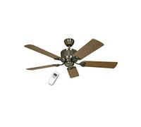 Certeo Ventilateur de Plafond 5 pales Eco Elements CasaFan | Ø hélice 1320 mm, chêne ancien / hêtre / laiton ancien
