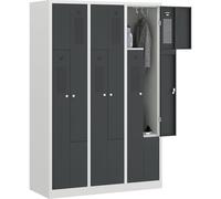 Certeo | Vestiaire à Portes en Z Amsterdam | 3 Compartiments | Gris Clair/Gris Basalte | Largeur 1185 mm