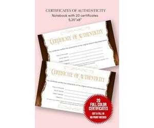 Certificate of Authenticity for Artists: Small Size Certificate of Authenticity for Artwork | Notebook with 20 Certificates | Art Authentication ... Original Paintings, Prints, and Handmade Art