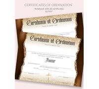 Certificate of Ordination Pastor: Notebook with 20 Ordination Certificates | Ministry Certificates for Church