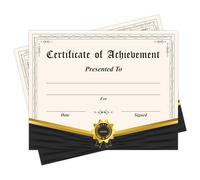 Certificats de réussite, certificats de récompense noir et or pour les étudiants, cérémonie de remise des diplômes scolaires, certificats d'achèvement de la maternelle préscolaire, 25 certificats de