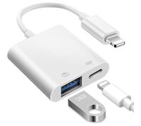 [Certifié Apple MFi] 2 en 1 Adaptateur Lightning vers USB avec Port de Chargement,Adaptateur iPhone vers USB OTG pour Clé USB,Lecteur de Cartes,Souris,Clavier,Microphone et manettes de Jeu