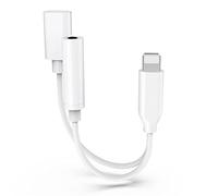 [Certifié Apple MFi] Adaptateur iPhone Jack et Chargeur, 2 en 1 Lightning vers Audio AUX 3.5mm Adaptateur+ Répartiteur de Chargeur Compatible avec iPhone 13/12/11/XS/XR/X 8/iPad
