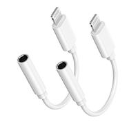 [Certifié Apple MFi] Adaptateur Lightning Apple vers prise casque 3,5 mm, lot de 2 adaptateurs audio auxiliaire 3,5 mm compatible avec iPhone 14 13 12 11 Pro Max XS XR X 8 7 6 5