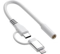 [Certifié Apple MFi] Adaptateur Lightning vers prise casque 3,5 mm, Dongle audio auxiliaire pour iPhone + Adaptateur USB Type C vers jack femelle 3,5 mm pour iPhone 16 15 14 13 Pro Max 12 11 XS XR 8 7