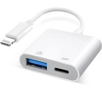 [Certifié Apple MFi] Adaptateur Lightning vers USB pour appareil photo avec port de charge, câble OTG USB 3.0 femelle portable pour certains modèles d'iPhone, iPad, lecteur de cartes, clé USB, Plug