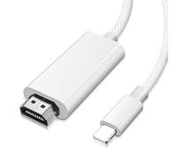 Certifié Apple MFi - Câble vers HDMI - 2 m - Adaptateur AV numérique pour iPhone/iPad vers TV, moniteur et projecteur, synchronisation d'écran HD 1080p, Plug & Play - Compatible avec iPhone