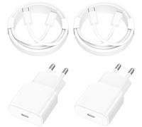 [Certifié Apple MFi] Chargeur iPhone 14, Rombica 4Pack 20W USB-C Secteur Adaptateur Chargeur Mural Type-C Charge Rapide Avec Câble Type-C vers Lightning 2M Pour iPhone 14 13 12 11 Pro Max XS XR X iPad