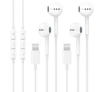 [Certifié Apple MFi] Écouteurs filaires Lightning pour iPhone avec microphone intégré et contrôle du volume HiFi stéréo Réduction du bruit pour iPhone 14 13 12 11 Pro Max XS XR X 8 7 Lot de 2