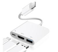 [Certifié Apple MFi ] Hub Adaptateur AV numérique Light-ning pour iPhone iPad, hub d'éclairage 3 en 1 avec Sortie HDMI, Port USB OTG et Port de Charge, Prend en Charge la vidéo, Les Applications, Les