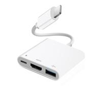 [Certifié Apple MFi ] Hub Adaptateur AV numérique Light-ning pour iPhone iPad, hub d'éclairage 3 en 1 avec Sortie HDMI, Port USB OTG et Port de Charge, Prend en Charge la vidéo, Les Applications, Les
