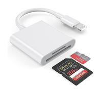 [Certifié Apple MFi] Lecteur de Carte Lightning vers SD pour iPhone, lecteurs de Carte mémoire à Double Emplacement pour Carte SD/TF, Adaptateur de Lecteur de Carte SD pour iPhone 14 13 12 11 XS XR X