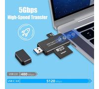 [Certifié Apple Mfi] Lecteur De Carte Sd Compact Flash, 3 En 1 Usb-C Lightning Vers Sd/Micro Sd/Cf, Adaptateur Carte Sd Lecteur De Carte Mémoire Pour Iphone16 15Pro/Max, Ipad,Samsung,Caméra