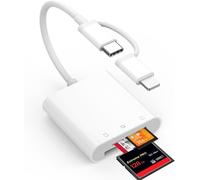 [Certifié Apple MFi] Lecteur de Carte SD Compact Flash, 3 en 1 USB-C Lightning vers SD/Micro SD/CF, Adaptateur Carte SD Lecteur de Carte mémoire pour iPhone16 15Pro/Max, iPad,Samsung,Caméra