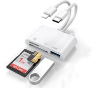 [Certifié Apple MFi] Lecteur de carte SD et adaptateur USB OTG pour iPhone/iPad, double adaptateur Lightning USB C vers SD/TF avec emplacements pour cartes Micro SD/SD, prend en charge SD/Micro